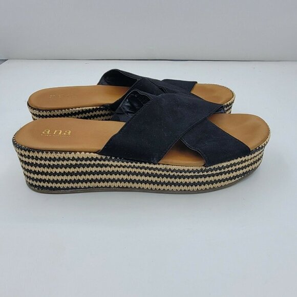 a.n.a Black Crisscross Vamp Platform Slide Sandals Size 8.5 R3 Y2K - Picture 6 of 6